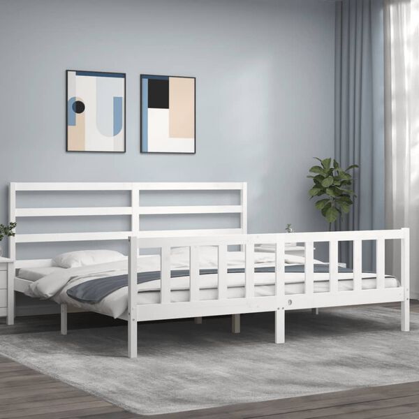 vidaXL Estructura de cama sin colch&oacute;n madera maciza blanca 200x200 cm