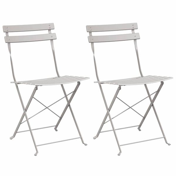 vidaXL Silla de jard&iacute;n plegable 2 pcs Beige 42 x 46 x 82cm Metal