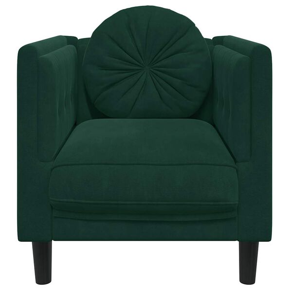 vidaXL Sill&oacute;n con coj&iacute;n terciopelo verde oscuro