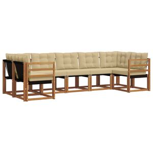vidaXL Conjunto de sof&aacute;s de exterior con coj&iacute;n 7 pcs Natural y Beige