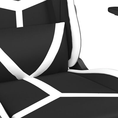 vidaXL Silla gaming de masaje cuero sintético negro y blanco