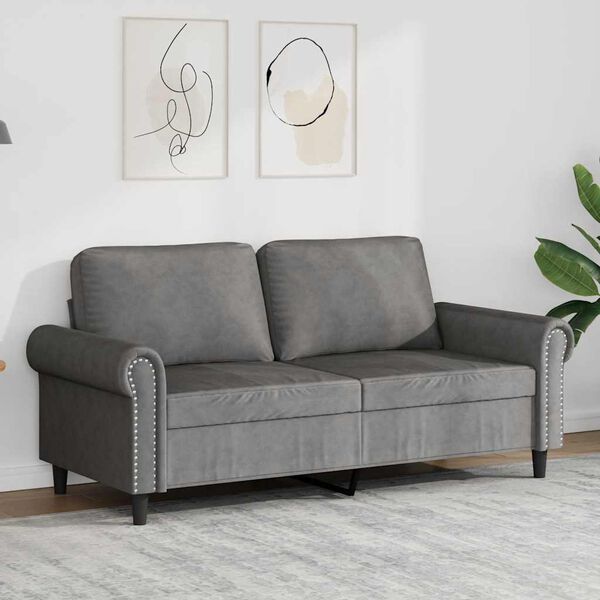 vidaXL Sof&aacute; de 3 plazas terciopelo gris oscuro 180 cm