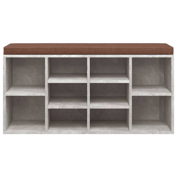 vidaXL Banco zapatero madera contrachapada gris hormigón 103x30x48 cm