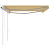 vidaXL Toldo retr&aacute;ctil autom&aacute;tico con postes amarillo y blanco 4x3,5 m