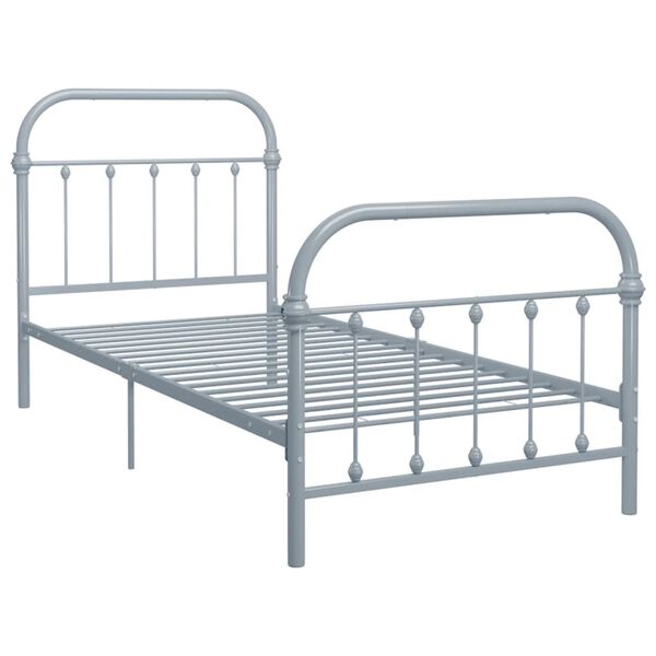 vidaXL Estructura de cama sin colch&oacute;n metal gris 100x200 cm