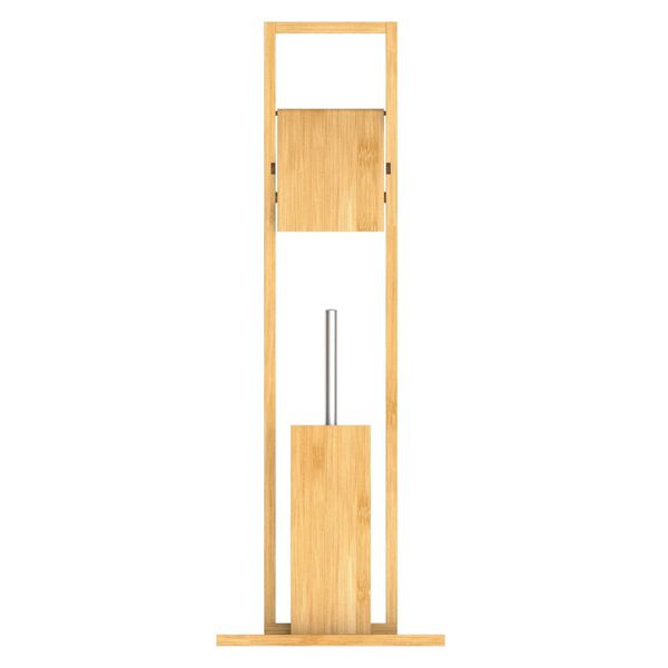 EISL Juego de ba&ntilde;o con rollo y escobilla de bamb&uacute; 30x21x82 cm