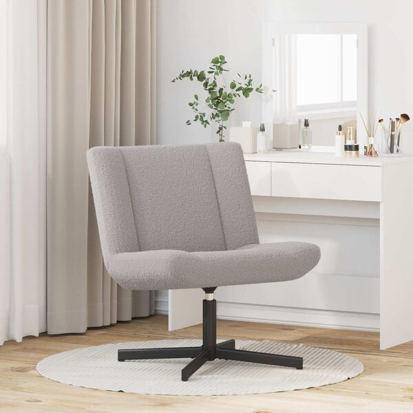 vidaXL Silla giratoria Gris Claro 63 x 75 x 76 cm Piel de oveja