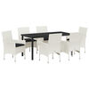 vidaXL Conjunto de Comedor de Jardín con cojín 7 pcs Blanco Poliratán