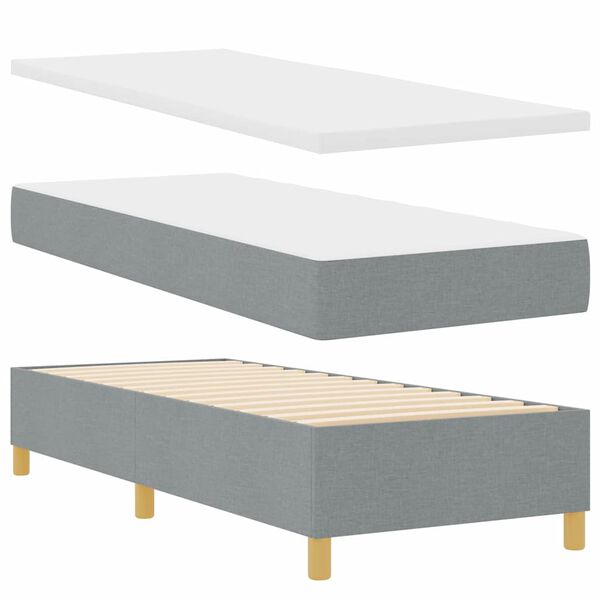 vidaXL Cama tipo Box Spring con colch&oacute;n Gris claro 80 x 200 cm tela