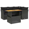 vidaXL Set de muebles de jard&iacute;n 5 pzas y cojines rat&aacute;n sint&eacute;tico negro