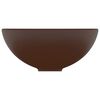 vidaXL Lavabo de lujo redondo cerámica marrón oscuro mate 32,5x14 cm