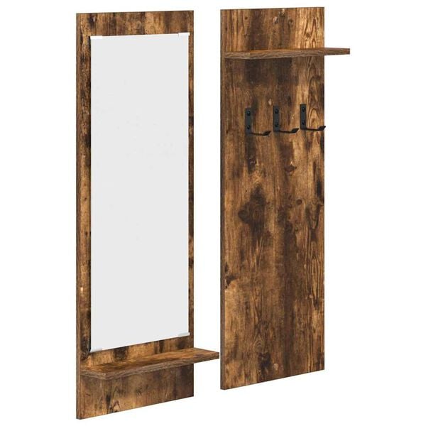 vidaXL Perchero de pared con estante Roble ahumado 70 x 10 x 90 cm