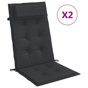 vidaXL Cojines de silla con respaldo alto 2 uds tela Oxford negro