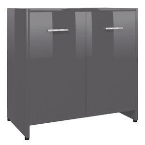vidaXL Armario de ba&ntilde;o madera contrachapada gris brillo 60x33x61 cm