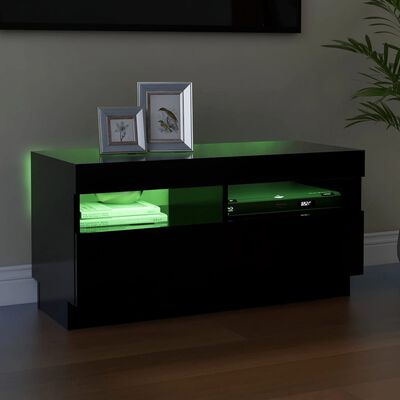 vidaXL Mueble de TV con luces LED negro 80x35x40 cm