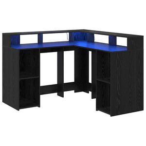 vidaXL Escritorio Roble Negro Madera de ingenier&iacute;a 130 x 130 x 91 cm