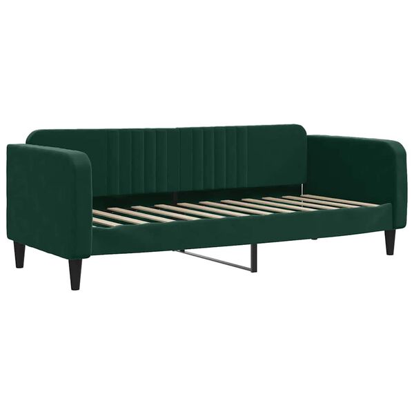 vidaXL Sof&aacute; cama nido con colch&oacute;n terciopelo verde oscuro 80x200 cm