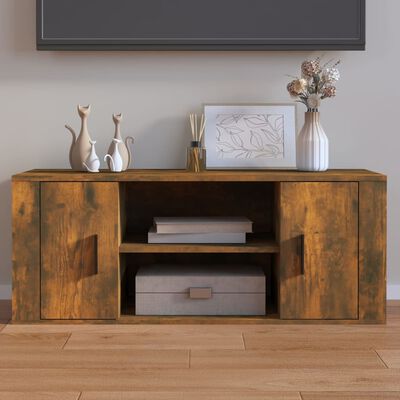 vidaXL Mueble para TV madera contrachapada roble ahumado 100x35x40 cm