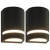 vidaXL L&aacute;mparas de pared de exterior 2 uds 35 W negro semicircular