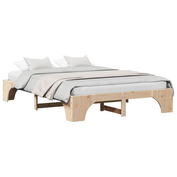 vidaXL Estructura de cama Natural 140 x 200 cm Madera de pino macizo