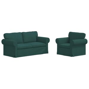 vidaXL Juego de Sof&aacute; 2 uds. Verde oscuro tela