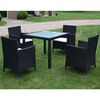 vidaXL Set comedor de jard&iacute;n 5 piezas y cojines rat&aacute;n sint&eacute;tico negro