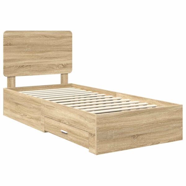 vidaXL Estructura de cama con cabecera Roble Sonoma 75 x 190 cm