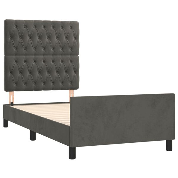 vidaXL Estructura de cama sin colch&oacute;n terciopelo gris oscuro 90x200 cm