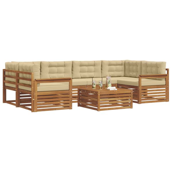 vidaXL Conjunto de sof&aacute;s de exterior con coj&iacute;n 8 pcs Natural y Beige