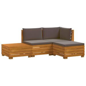 vidaXL Conjunto de sof&aacute;s de exterior con coj&iacute;n 4 Pieza Marr&oacute;n