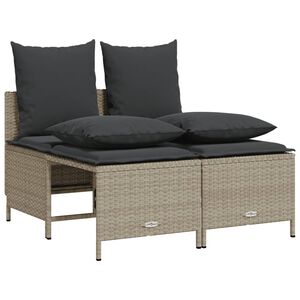 vidaXL Set de sof&aacute;s de jard&iacute;n 4 pzas y cojines rat&aacute;n sint&eacute;tico gris