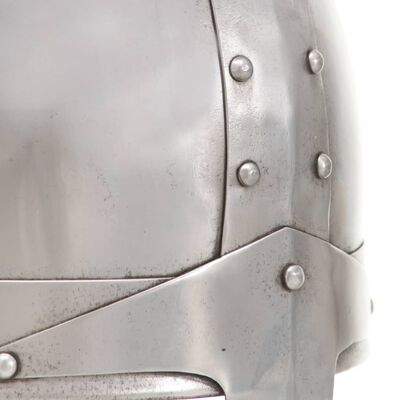 vidaXL Réplica de casco de caballero medieval antiguo LARP acero plata