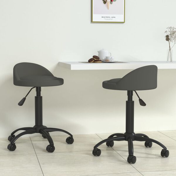 vidaXL Sillas de comedor giratorias 2 unidades terciopelo gris oscuro