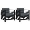 vidaXL Sillones de jard&iacute;n con cojines 2 uds madera maciza pino negro