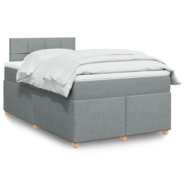 vidaXL Cama box spring con colch&oacute;n tela gris claro 120x200 cm