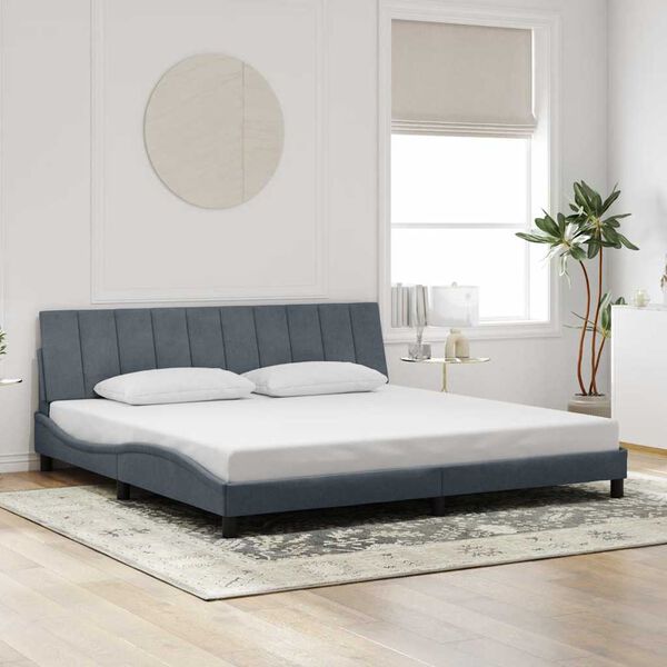 vidaXL Estructura de cama sin colch&oacute;n Hanko terciopelo gris oscuro 200x200 cm