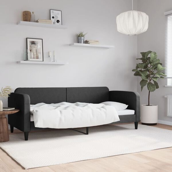 vidaXL Sof&aacute; cama sin colch&oacute;n tela negro 80x200 cm