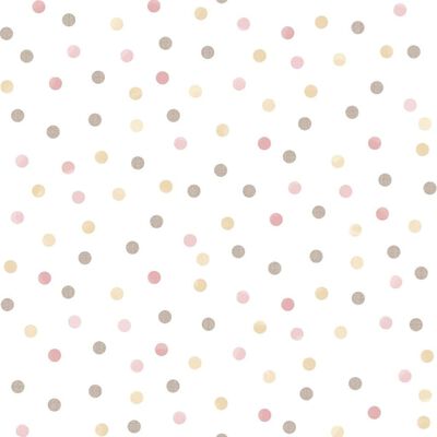Noordwand Papel pintado Mondo baby Confetti Dots blanco, rosa y marrón