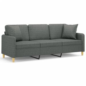 vidaXL Sof&aacute; de 3 plazas con cojines tela gris oscuro 180 cm