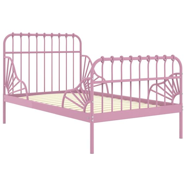 vidaXL Estructura cama extensible sin colch&oacute;n metal rosa 80x130/200 cm