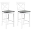 vidaXL Taburetes de bar con cojines, 2 unidades, madera maciza blanca, goma