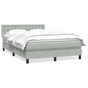 vidaXL Cama box spring con colch&oacute;n terciopelo gris claro 140x210 cm