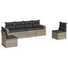 vidaXL Set de sof&aacute;s de jard&iacute;n 6 pzas y cojines rat&aacute;n sint&eacute;tico gris