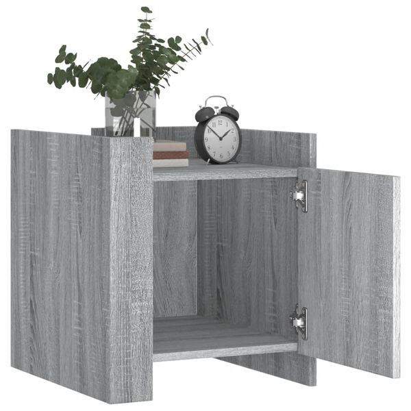 vidaXL Mesita de noche madera de ingenier&iacute;a gris Sonoma 45x50x50 cm