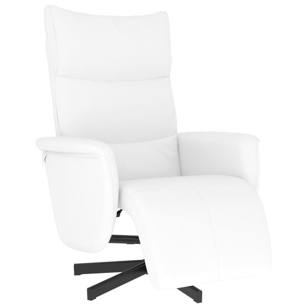 vidaXL Sill&oacute;n reclinable con reposapi&eacute;s cuero sint&eacute;tico blanco