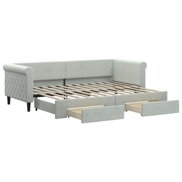 vidaXL Sofá cama nido con cajones terciopelo gris claro 80x200 cm
