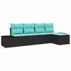 vidaXL Conjunto de sof&aacute; de jard&iacute;n 5 uds. Negro y Turquesa