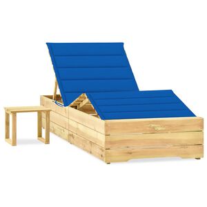 vidaXL Tumbona de jard&iacute;n con mesa y coj&iacute;n de madera de pino impregnada