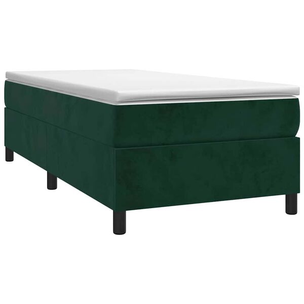 vidaXL Cama box spring con colch&oacute;n terciopelo verde oscuro 80x200 cm