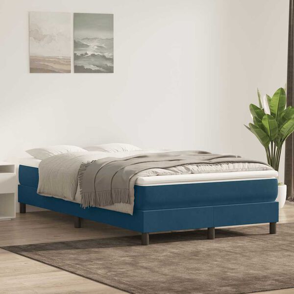 vidaXL Cama box spring sin colch&oacute;n azul oscuro terciopelo 120x220 cm